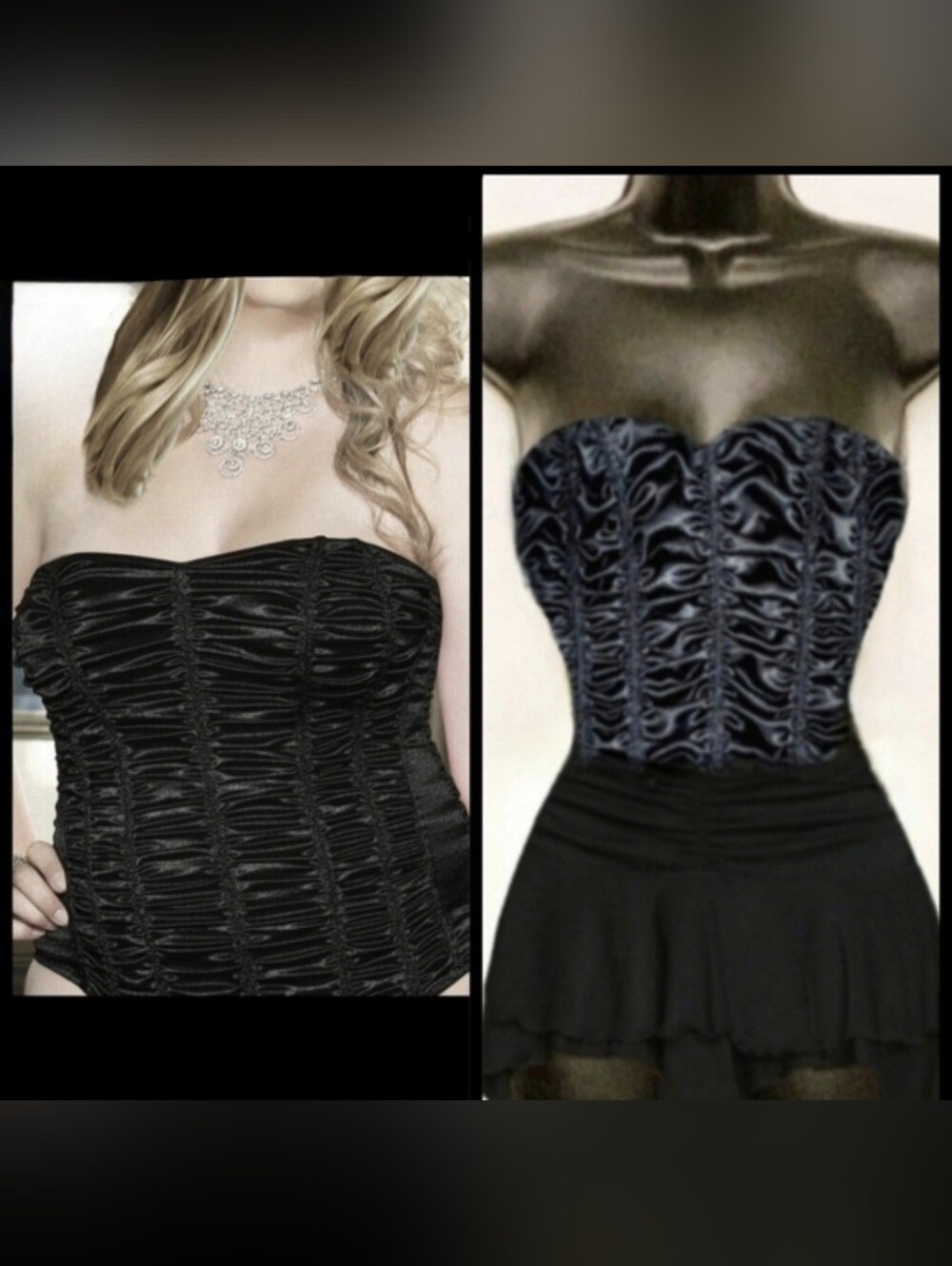 Torrid black pebble satin ruched corset thong garters lingerie bustier top 0X/40